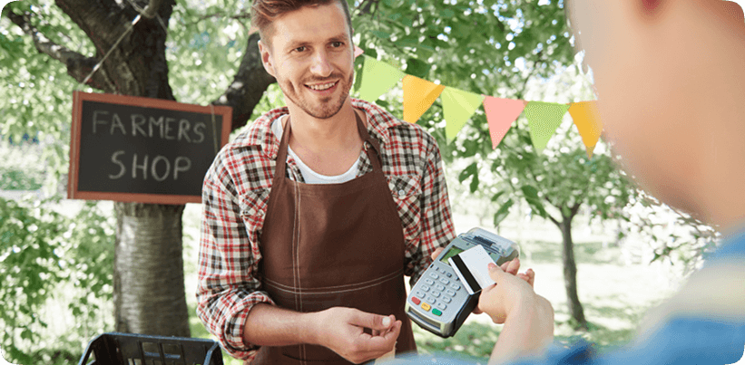 Market stall holder using Pokato